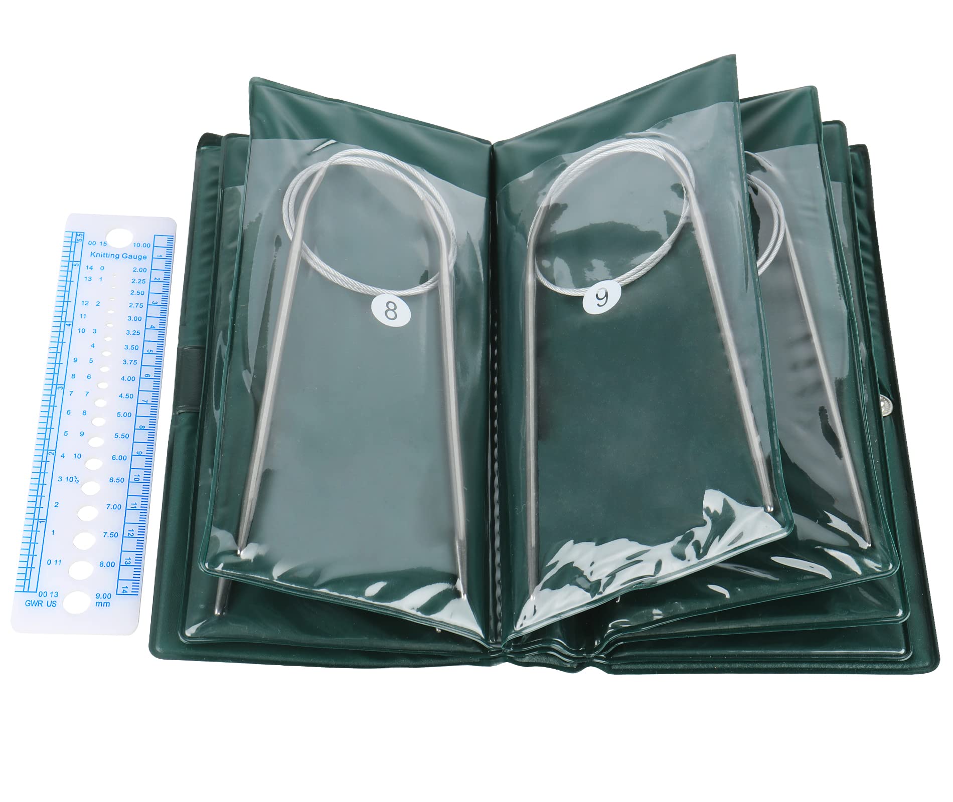 Aeelike Circular Knitting Needles 40cm, Metal Round Knitting Needles Set for Beginners, with Case and Needle Gauge, 40cm Short Circular Needles for Knitting Socks, Hats or Small Project