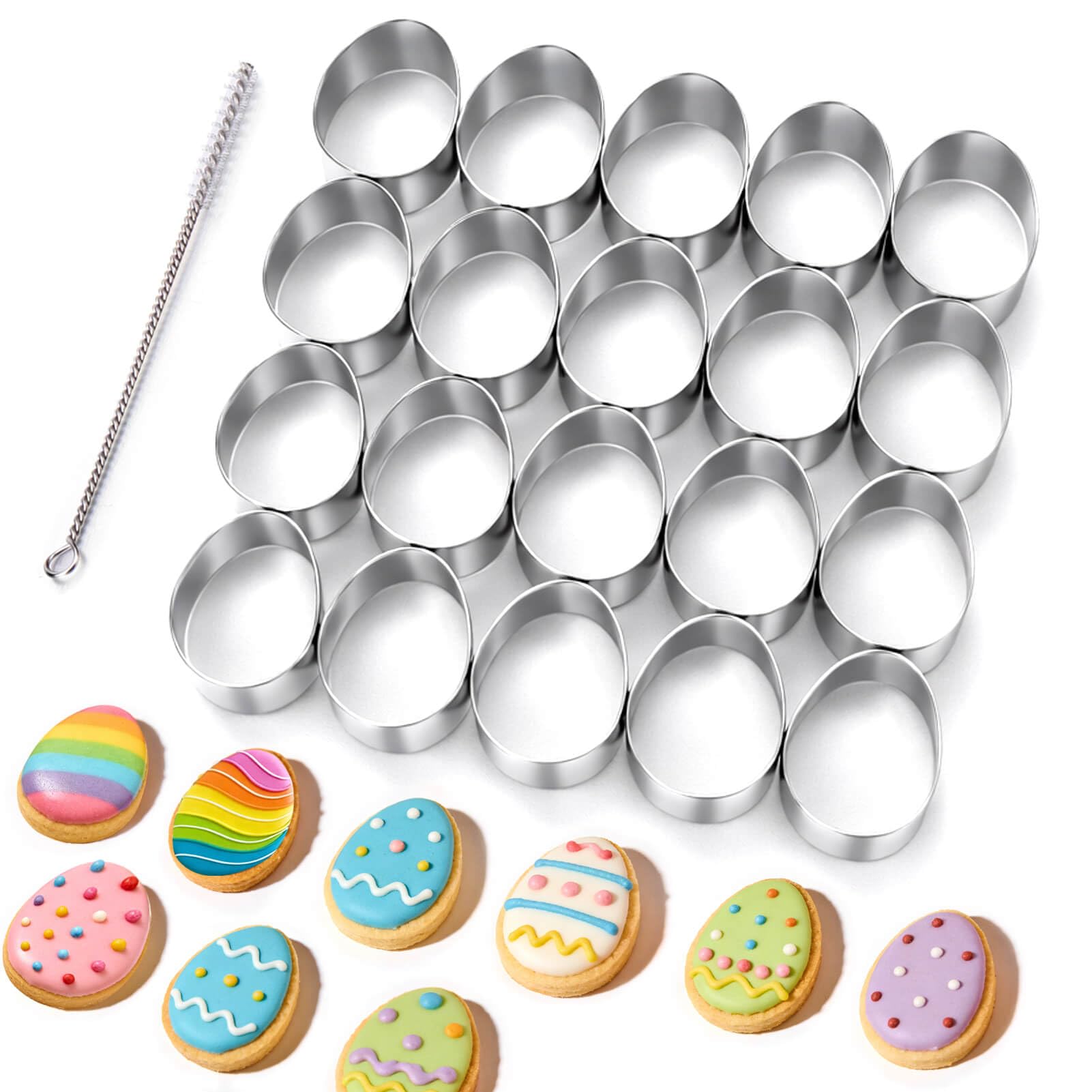 Photo 1 of AIERSA Mini Egg Cookie Cutter,Round Small Easter Cookie Cutters,1.2 Inch Tiny Egg Shaped Cracker Cutter,20 Cavity Metal Stainless Steel Easter Cracker Cutters