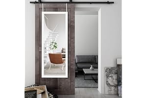 NeuType 47"x18" Over The Door Full Length Mirror, Wall Mount, White