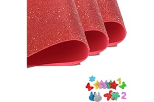 40cm x 60cm Large Red Glitter Foam Sheets, 3 Rolls Bulk Pack | Sparkle Paper for Bulletin Board Decor, Christmas Crafts, DIY 