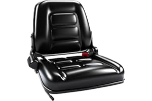 TELFAIR Universal Forklift Seat/Tractor Seat - Compatible with Forklifts, Tractors, Zero-Turn Mowers, Skid Steers, Telehandlers, Backhoes, Excavators -Safety Belt, Adjustable Backrest,Sliding Rails, Black