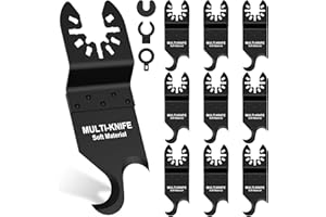 Tzdxfgl 10 Pcs Oscillating Multi Tool Hook Knife Blade Set, HCS Hooked Multitool Saw Blades with 3 Adapter, Universal Sawblad