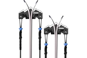 Hikeen Ski Wall Rack for Garage - Ski Wall Mount Storage Rack Fits Any Ski,Garage Organization & Space-Saving Winter Gear - Durable Ski Rack for Wall Display 2Pack