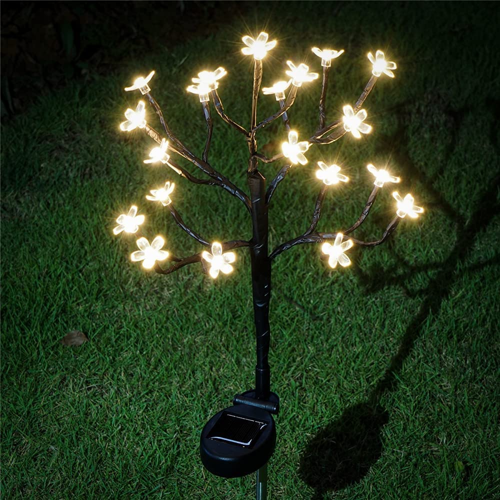 Sunboia Solar Lights Outdoor Indoor, 20 LED Cherry Blossom Solar Tree Lights,Ornaments Decorative Lights for Home Garden Lawn Patio Holiday Yard Walkway Christmas-White