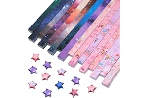 2Pack DIY Cartoon Origami Star Strips Starry Sky Gradient & Cherry Blossom Girl Pattern Handmade Paper Folding for Craft, Dec