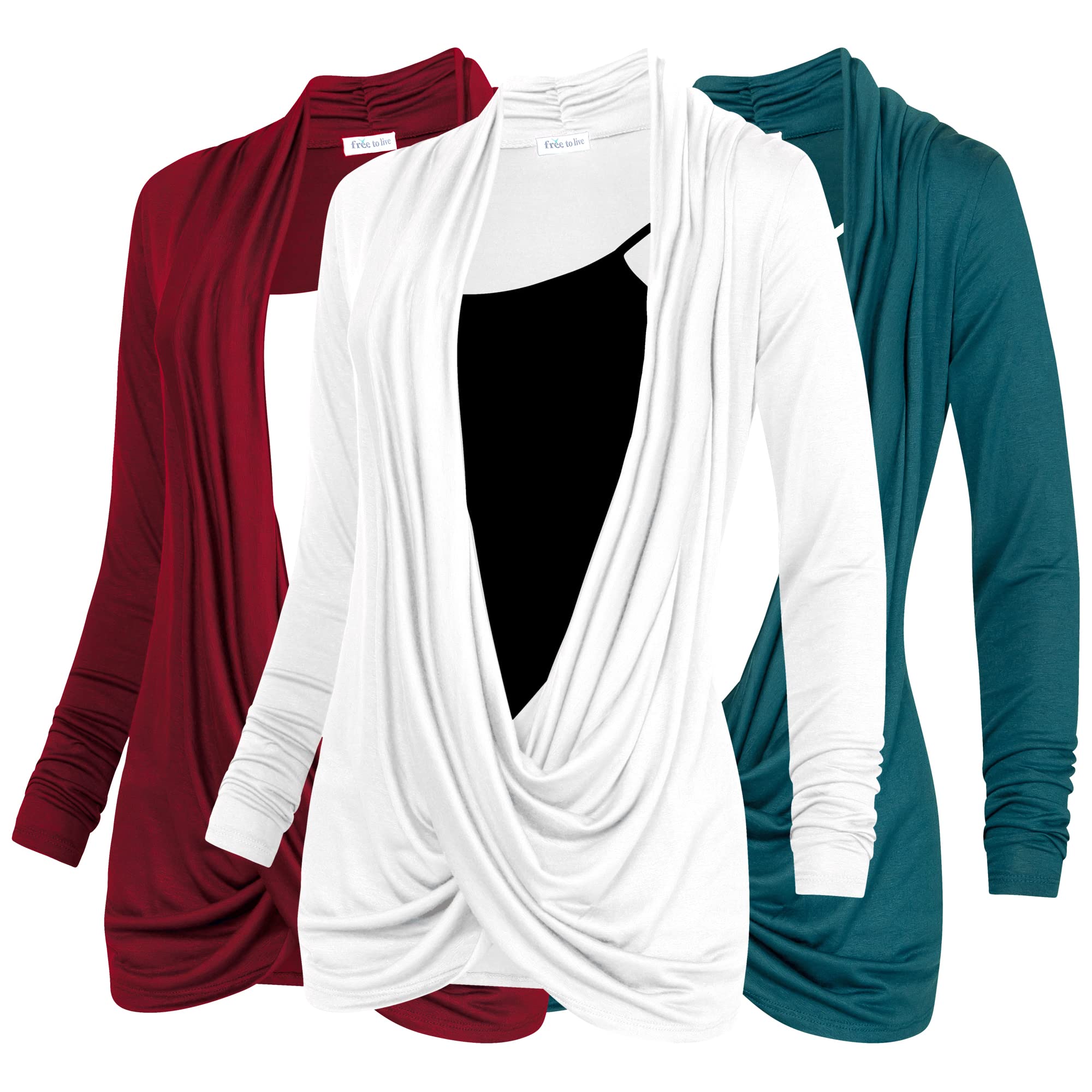Photo 1 of *******************ONLY THE WHITE ONE****************
Free to Live 3 Pack Long Sleeve Nursing Tops Breastfeeding Shirts Cardigan Sweaters for Women (XL, Teal, Wine, White)