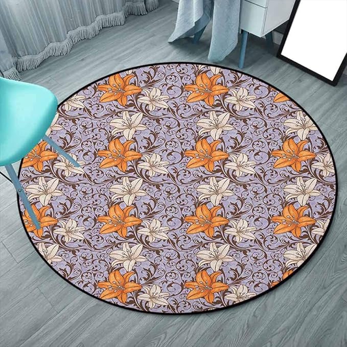 DragonBuildingMaterials Floral Perfect Kitchen Rugs 3'7" Round