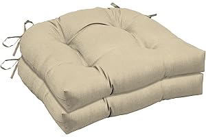 ARDEN SELECTIONS Arden Indoor/Outdoor Rocking Chair Or Wicker Chair Cushion, 2-Pack, 20 x 18, Water Repellent, Rain Proof, Fade Resistant Cushion for Rocking Or Rounded Back Chair Tan Leala