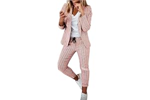 Womens Business Casual Outfits 2 Piece Professional Suit Sets Open Front Blazer Jackets Long Pants with Pockets