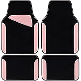CAR PASS Waterproof Universal Fit Car Floor Mats, Car Mats Fit for SUV,Vans,sedans, Trucks,Set of 4pcs Car Carpet with Driver Heel Pad (Light Pink)