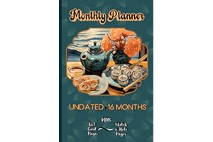 Undated Monthly Planner: Sushi Art Blank Perpetual 16 Month Calendar and Organizer With Dot Grid Note and Sketch Pages