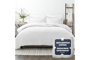 SWEAVE 100% Egyptian Cotton Luxury Duvet Cover King Size - Genuine 400 Thread Count - Naturally Crisp, Breathable, Skin-Friendly & Cooling - Softer with Each Wash, Oeko-TEX Certified Giza (King, 140”x90”)