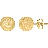 14Kt Yellow Gold Womens 10mm Ball Stud Earrings