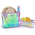 Milan Chiva Large Beach Tote Bag for Women Waterproof Sandproof Iridescent Clear Tote