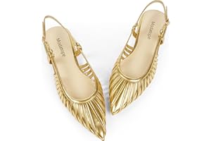 Modatope Slingback Flats for Women Pointed Toe Ballet Flats Classic Low Heel Sandals Dress Shoes