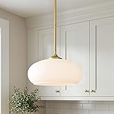 Tawson Juno Modern 1-Light Pendant Ceiling Light Fixture with Etched Opal Glass Shade for Kitchen Island, Hallway, Entryway, 