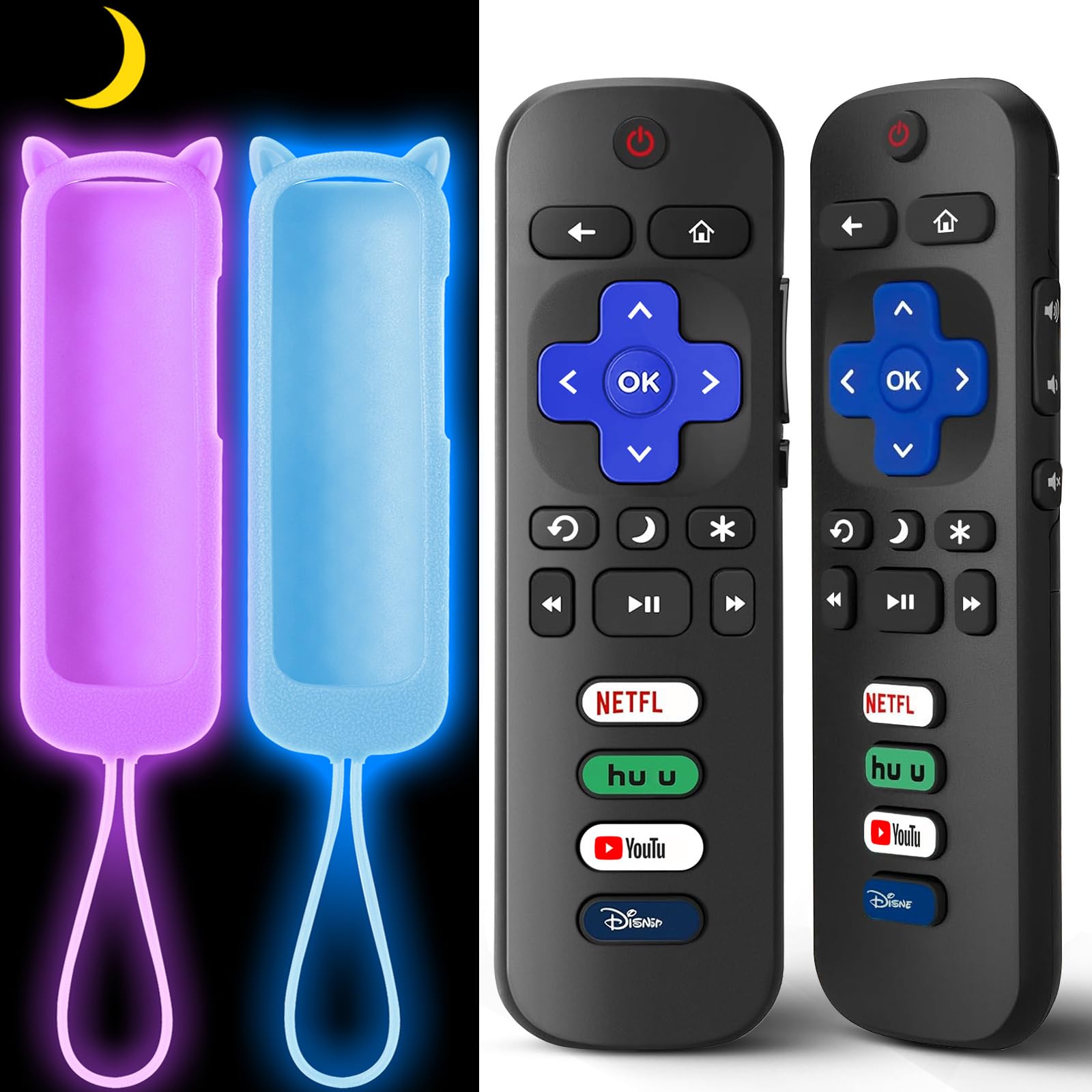 Photo 1 of (2+2 Packs) Replacement Remote Control for Roku TV with Silicone Cover, Universal Remote for TCL/Hisense/Onn/Westinghouse/Philips Roku Smart TVs (Not for Roku Stick/Box)
