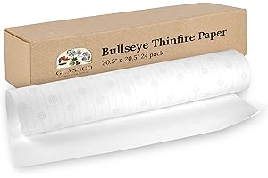 Bullseye Thinfire Kiln Shelf Paper for Ultra Smooth Glass - Kiln Paper for Glass Fusing Supplies 20" x 20" - 24 Pack by Glassco