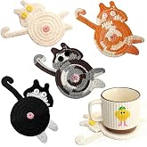 iYZZGH Drink Coaster, Woven Creative Coasters for Cat Lovers, Gag Gifts Cat Coffee Coaster for Desk Accessories Home Decor Tabletop Protection(Cat-4PCS)