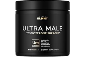 ULTRA MALE® Premium Testosterone Booster for Men w. 100:1 Shilajit, 40:1 Black Maca, Ashwagandha 25%, Tongkat Ali 10% - Clinical Strength Male Enhancing Testosterone Supplement for Men Health Libido+