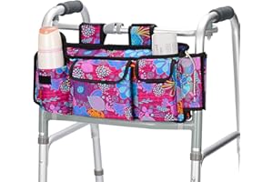 supregear Walker Bag, Folding Basket Organizer Pouch Tote with Multiple Pockets and Zippered Compartment for Walker Rollator 