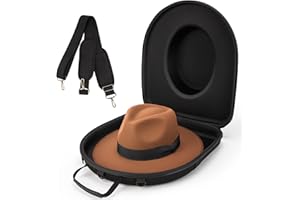 bipkonu Cowboy Hat Case, Crush Proof Travel Hats Case for Cowboy, Panama, Tweed & Fedora Hats, Cowboy Hat Box with Adjustable Strap & Luggage Strap for Travel & Home Storage, Large