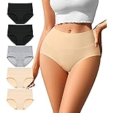 ASIMOON Womens Cotton Underwear High Waisted Postpartum Panties Soft Breathable Full Coverage Ladies Briefs Multipack