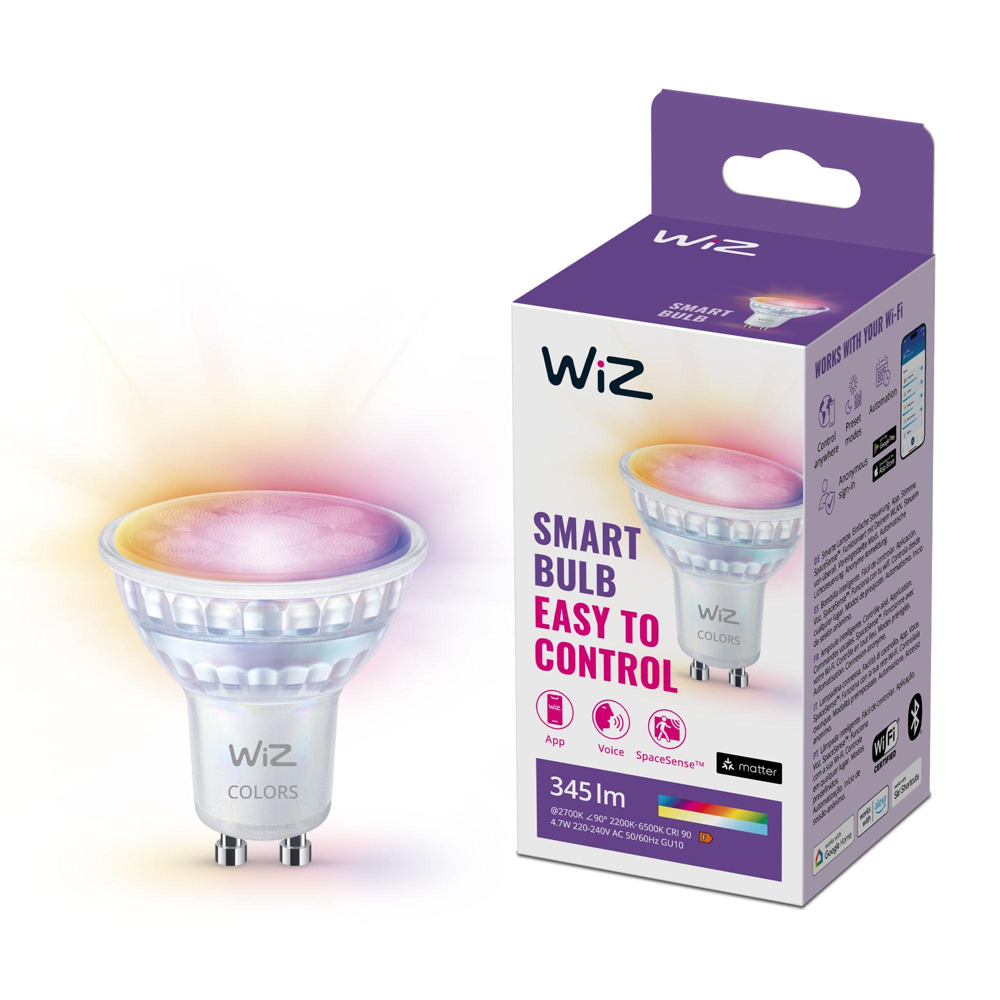 WiZ Smart LED Glass Bulb, Voice/App Control - Smart Connected WiFi Works with Alexa, Google Assistant & HomeKit, Dynamic Scenes on App Including Focus & Relax Mode, Bedroom, Party, 1 Pack — image 1