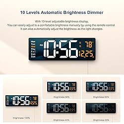 Digital Wall Clock Large Display, 16.2 Inch , LED