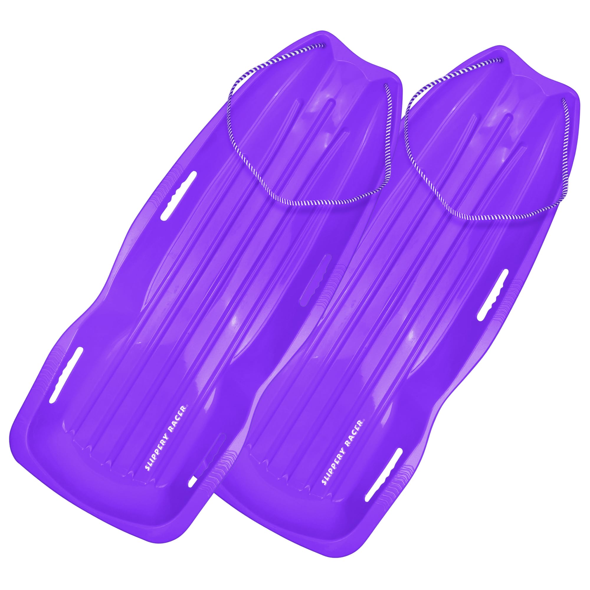 Slippery Racer Downhill Xtreme Flexible Adults and Kids Plastic Toboggan Snow Sled for up to 2 Riders with Pull Rope and Handles. (Purple, 2) Image