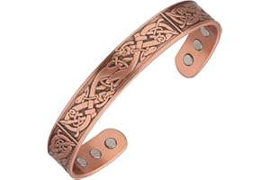 Fashtour Pure Copper Bracelets for Women, 6X Enhanced Strength Magnetic Cuff Bangle for Women, 3800 Gauss Neodymium Magnets, Adjustable