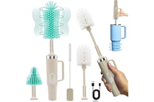 KEOSHIGA 4 in 1 Electric Brush Cleaner Kit,Bottle Brush,Straw Cleaner,Multi-Function Rechargeable with IPX6 Waterproof & Extra-Long Design,for Baby Bottles, Pacifiers, Stanley Cups, Sports Bottles & More