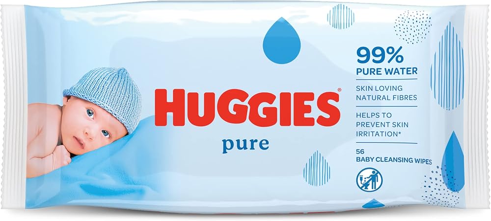 Huggies Pure Baby Wipes 1 Pack 56 Wipes Fragrance Free Hypoallergenic