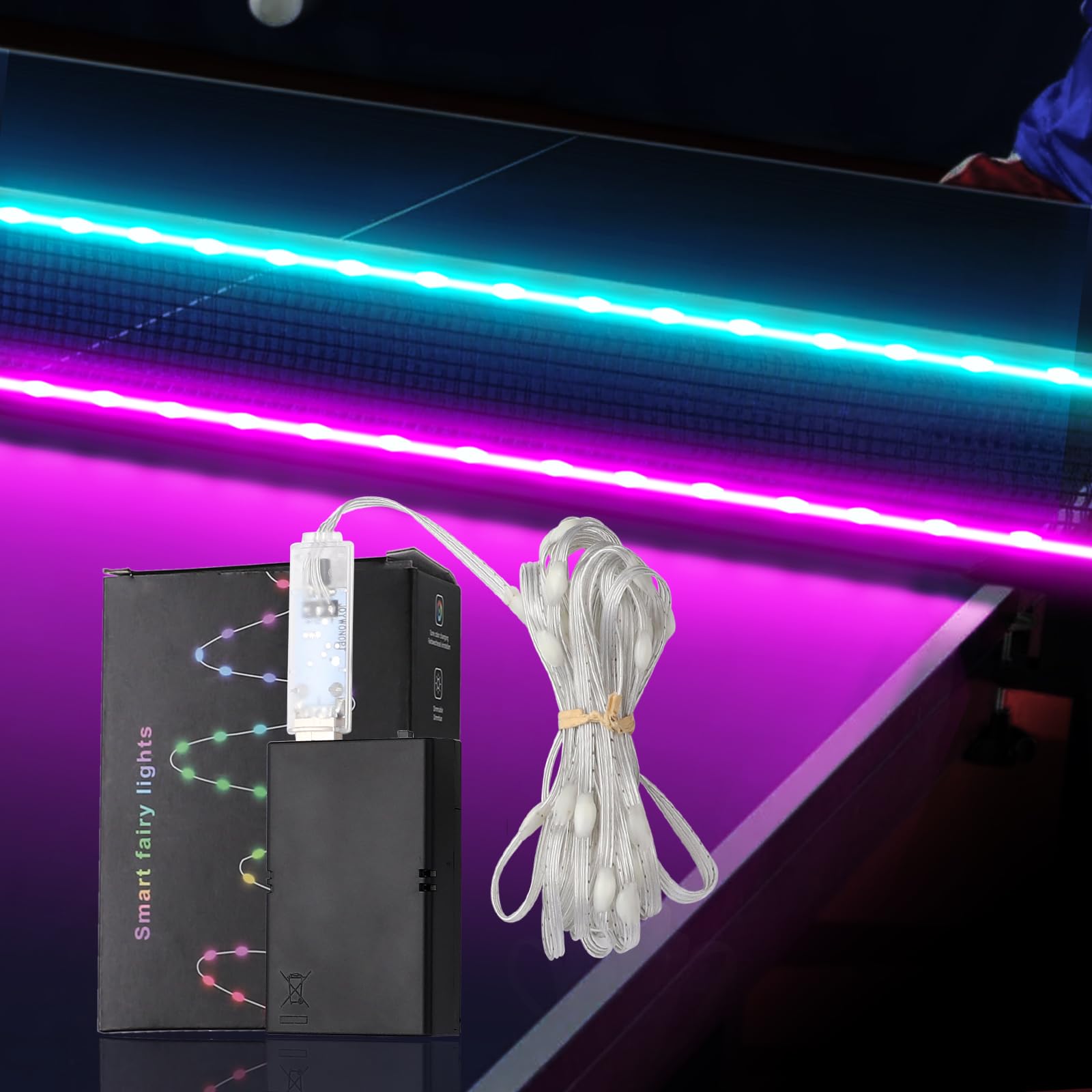 Photo 1 of XGKHOM LED Ping Pong Net Light, Colorful Table Tennis Net Light with Remote Controlled for Enhanced Fun in Games, Ideal Gift for Ping Pong Players (Net Not Included)