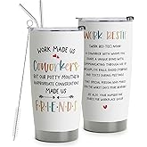 HOMISBES Work Bestie Gifts for Women - Stainless Steel Tumbler Cup 20oz for Work Best Friend - Bestfriend Birthday Gifts - Presents for Work Bestie