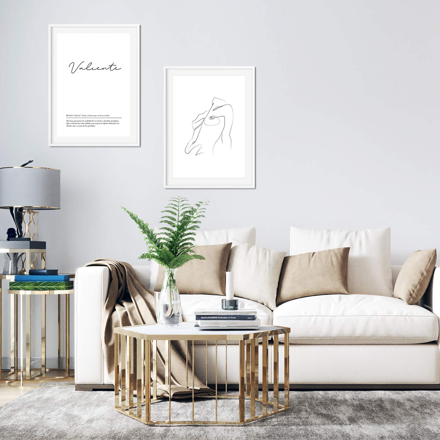 Nacnic Set of 2 lines and words posters female white and black in Scandinavian style stout body size A3 unframed — image 1