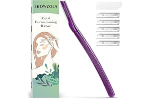 EROWZOLA Eyebrow Razor, Face Razors for Women and Men, Reusable Metal Handle with 6 Refill Blades, Eyebrow Trimmer with Precision Cover, Dermaplane Razor, Skin Care Tool, Purple
