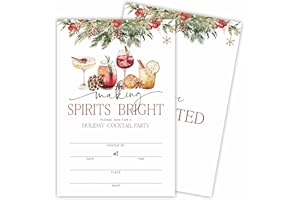TABYON Holiday Cocktail Party Invitation Cards - Making Spirits Bright - 20 Invitations & Envelopes, Watercolor Invites For Christmas Party, Holiday Dinner, Festive Season Party Favor & Decorations - A04