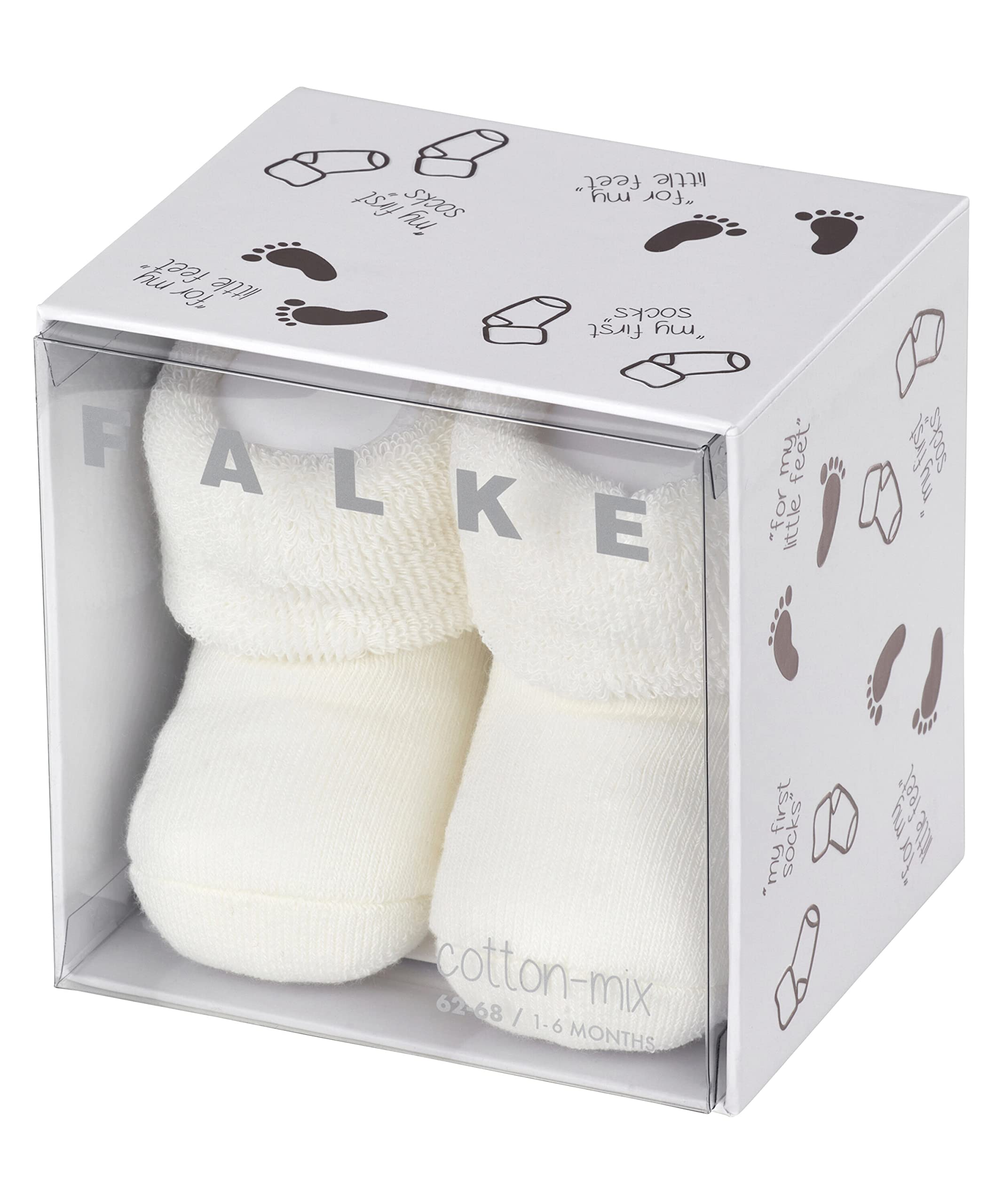 FALKE Unisex Baby Erstling B So Cotton Plain 1 Pair Socks, White Off-White 2040, 1-6 months