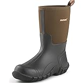 Showave Rain Boots Men Insulated Rubber Boots for Men Waterproof Mud Boot Slip On Garden Boot for Farming Hunting Fishing