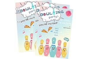 Bowling Birthday Invites Cards 4×6 inch Let's Bowl Birthday Invitations for Boys Girls Party Invite Set 20 Pack (Color2)
