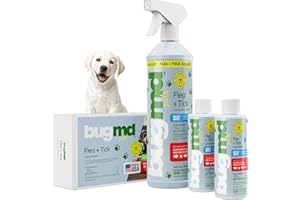 BugMD Flea and Tick Concentrate (3.7 oz, 2 Pack) – Essential Oil Formula for Dogs, Controls Fleas, Ticks & Mites, Safe for Pet Beds, Kennels & Home Use