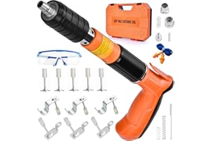 SUPTYGS Concrete Steel Nails Gun with 120pcs Nails,80pcs Round Nails,20pcs Hook Nail,20pcs Pipe Nail,5 Speed Wall Fastening Rivet Gun Tool Nail Gun Monitor Installation Gun Rivet Household Woodworking