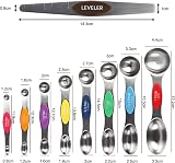 WOVTE Magnetic Measuring Spoons Set of 9 Stainless Steel Dual Sided view 4