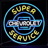 American Art Decor Acrylic LED Sign - Licensed Retro Neon Sign - For Bar, Man Cave, Garage, Game Room &amp; More (Super Chevrolet Service, 16" x 16")