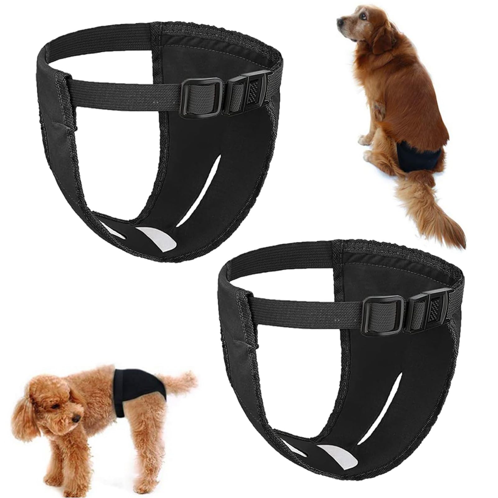 HYMAIPROSPERITY 2Pcs Protective Mesh Dog Season Sanitary Pants - Breathable Dog Diaper for Female Dogs in Heat