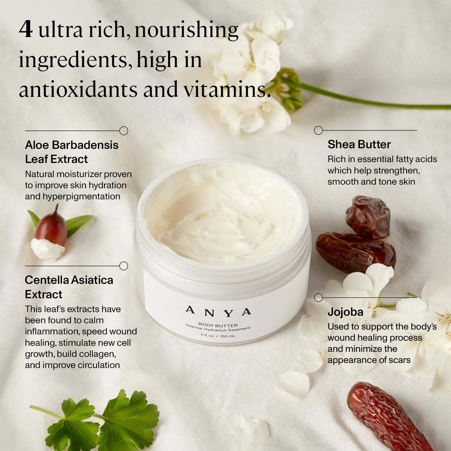 ANYA Body Butter, 5oz - Stretch mark repair and prevention lotion. Dermatologist-tested, Breastfeeding Safe ultra-rich cream, keeps skin hydrated postpartum. Essentials Gifts Baby Shower Gifts