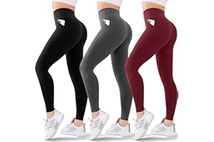 Blisset 3 Pack High Waisted Leggings for Women-Soft Athletic Tummy Control Pants for Running Yoga Workout Reg & Plus Size