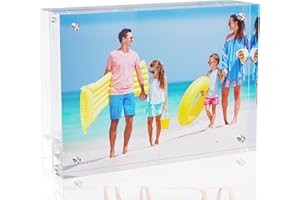 laapee 5x7 Inches Acrylic Picture Frames 1 Pack, Double Sided Magnetic Photo Frames,Free Standing on Desk or Table Clear Picture Frames