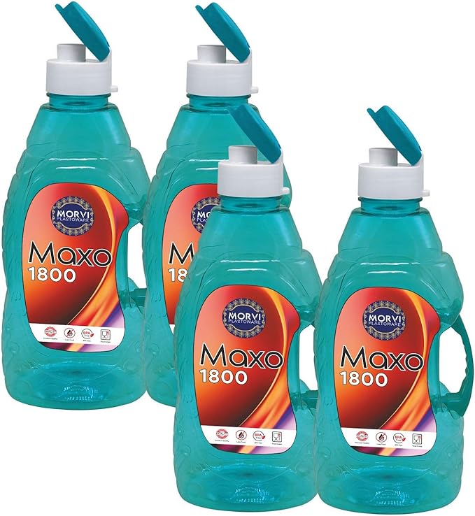 Morvi Wonder Plastic Prime Maxo 1800 Fliptop Fridge Water Bottle Set, 4